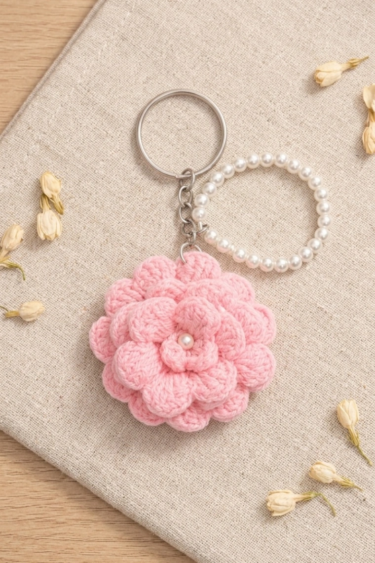 Blossom Pearl Crochet Keychain