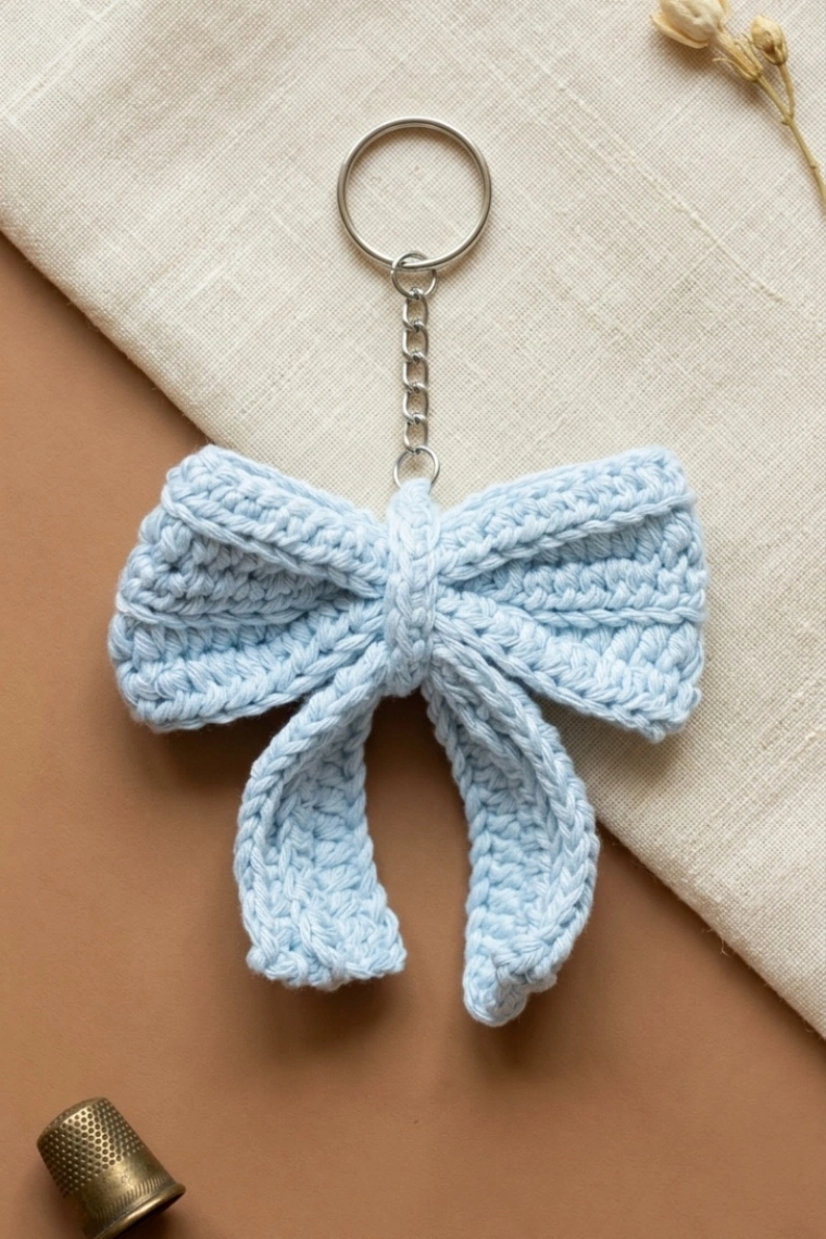 Handmade Crochet Bow Keychain