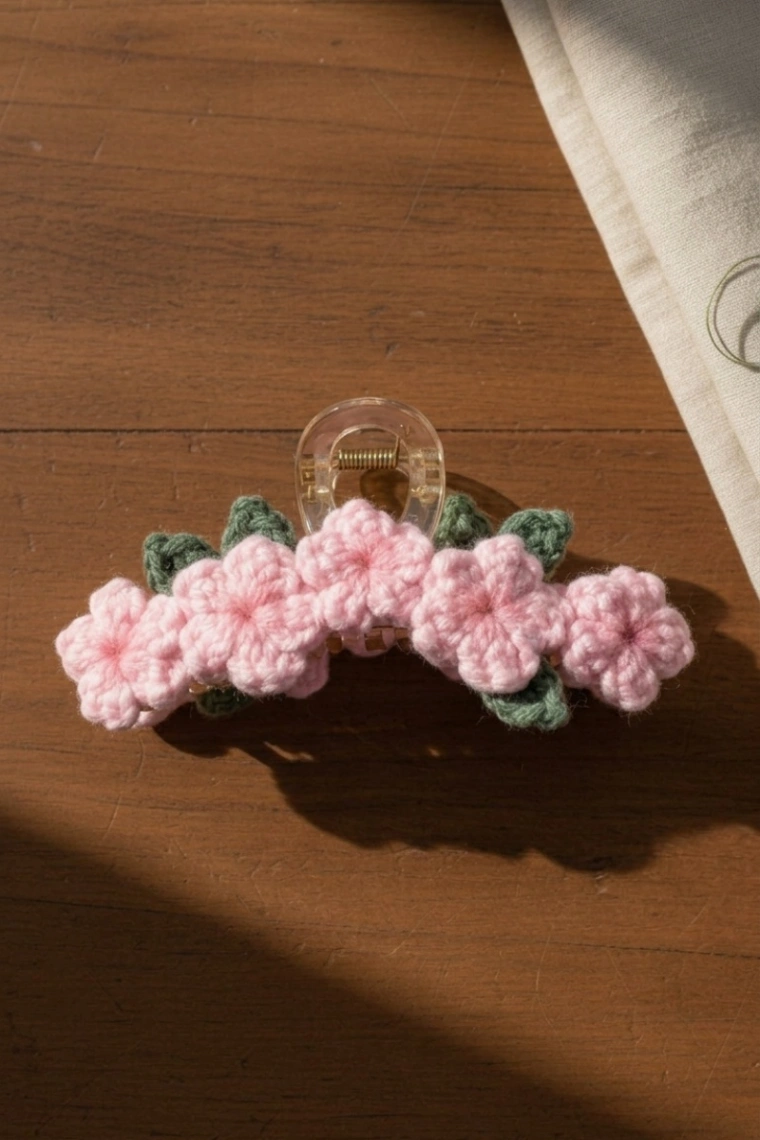 Crochet Flower Claw Hair Clip