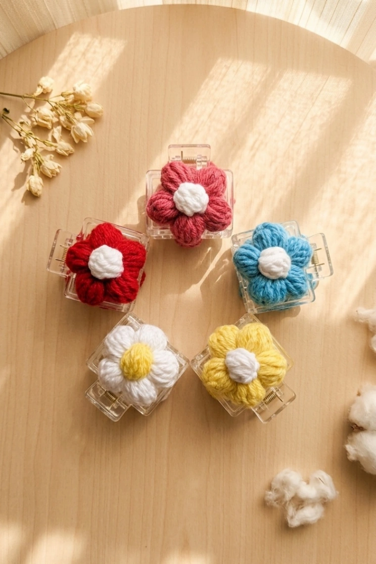 Single Flower Crochet Claw Hair Clip