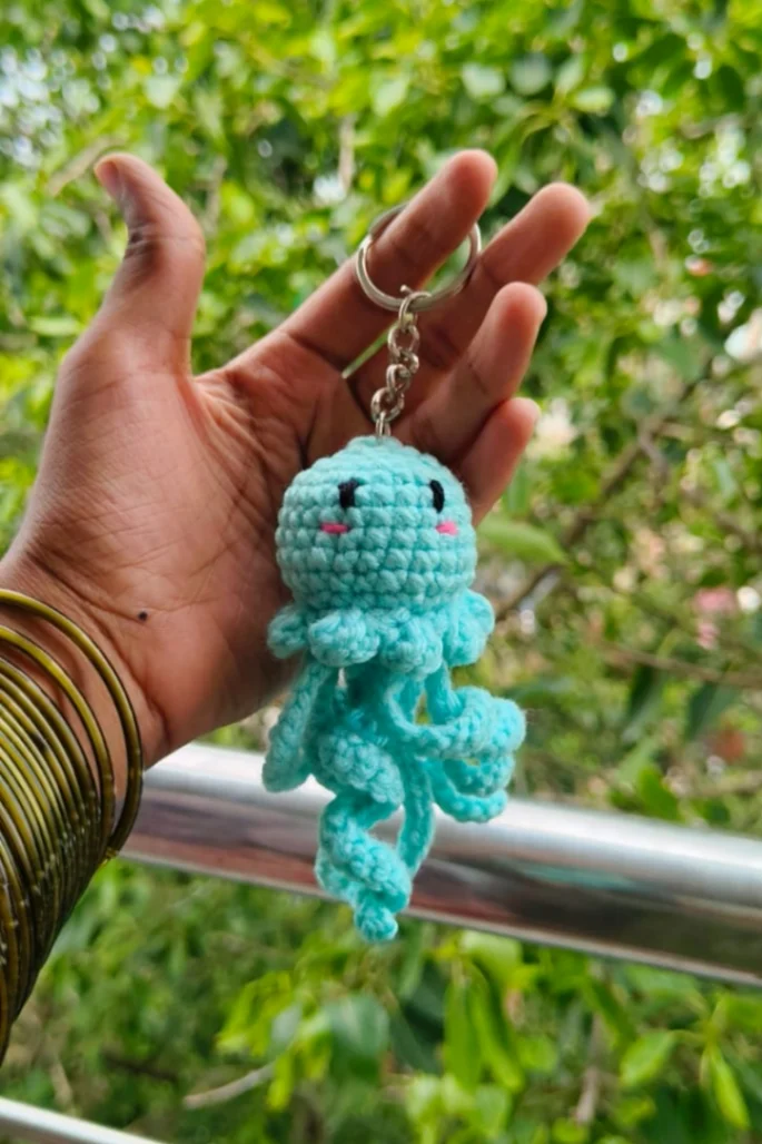 Crochet Jellyfish Keychain