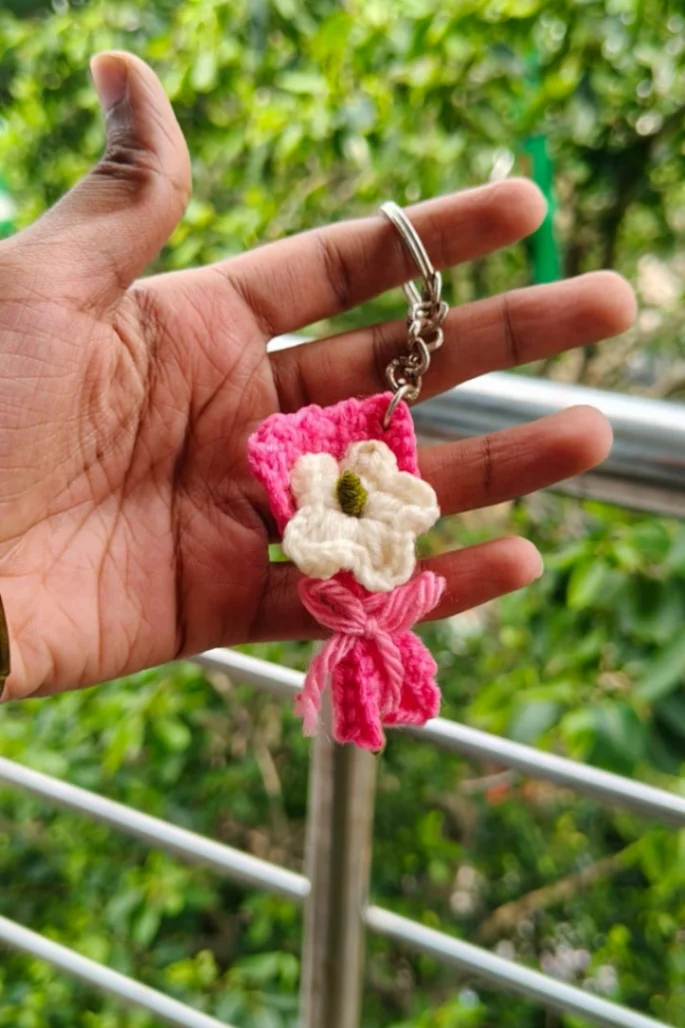 Crochet Flower Bouquet Keychain