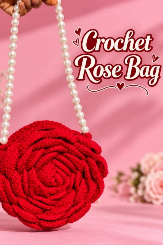 Crochet Rose Round Bag