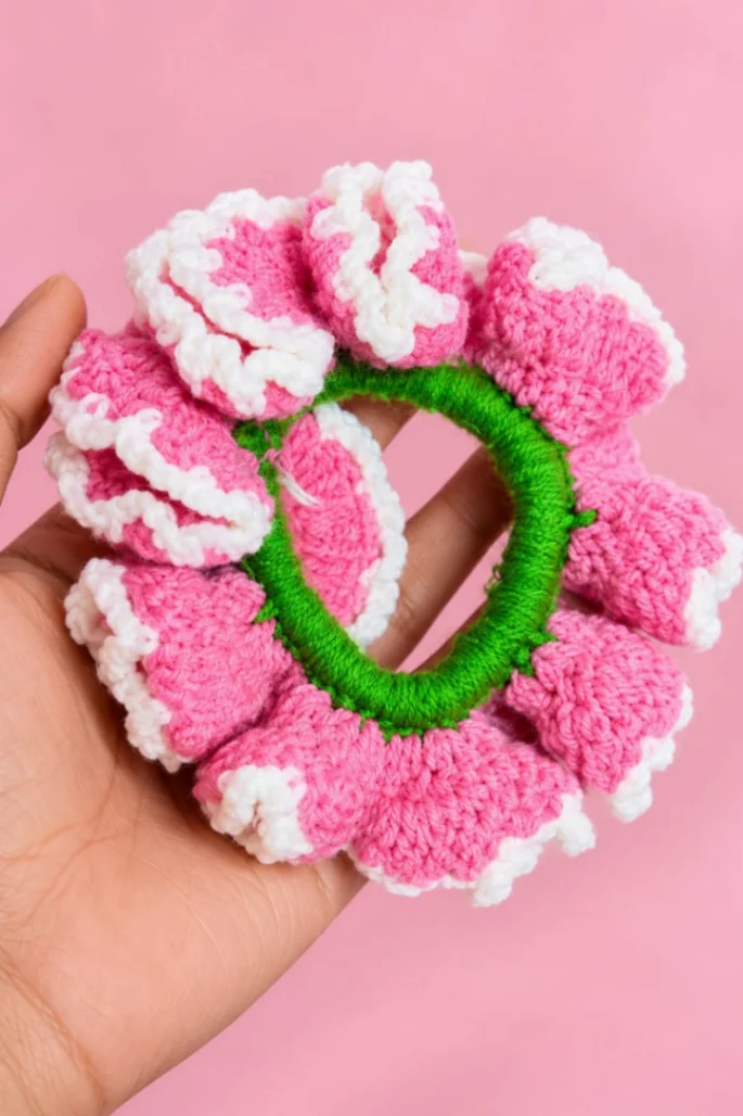 Crochet Rose Hair Tie
